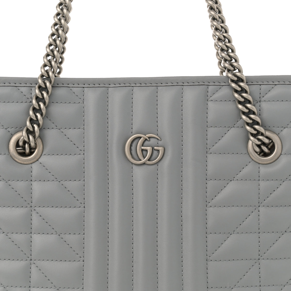 Calfskin Matelasse Aria Medium GG Marmont Shoulder Tote Deep Grey