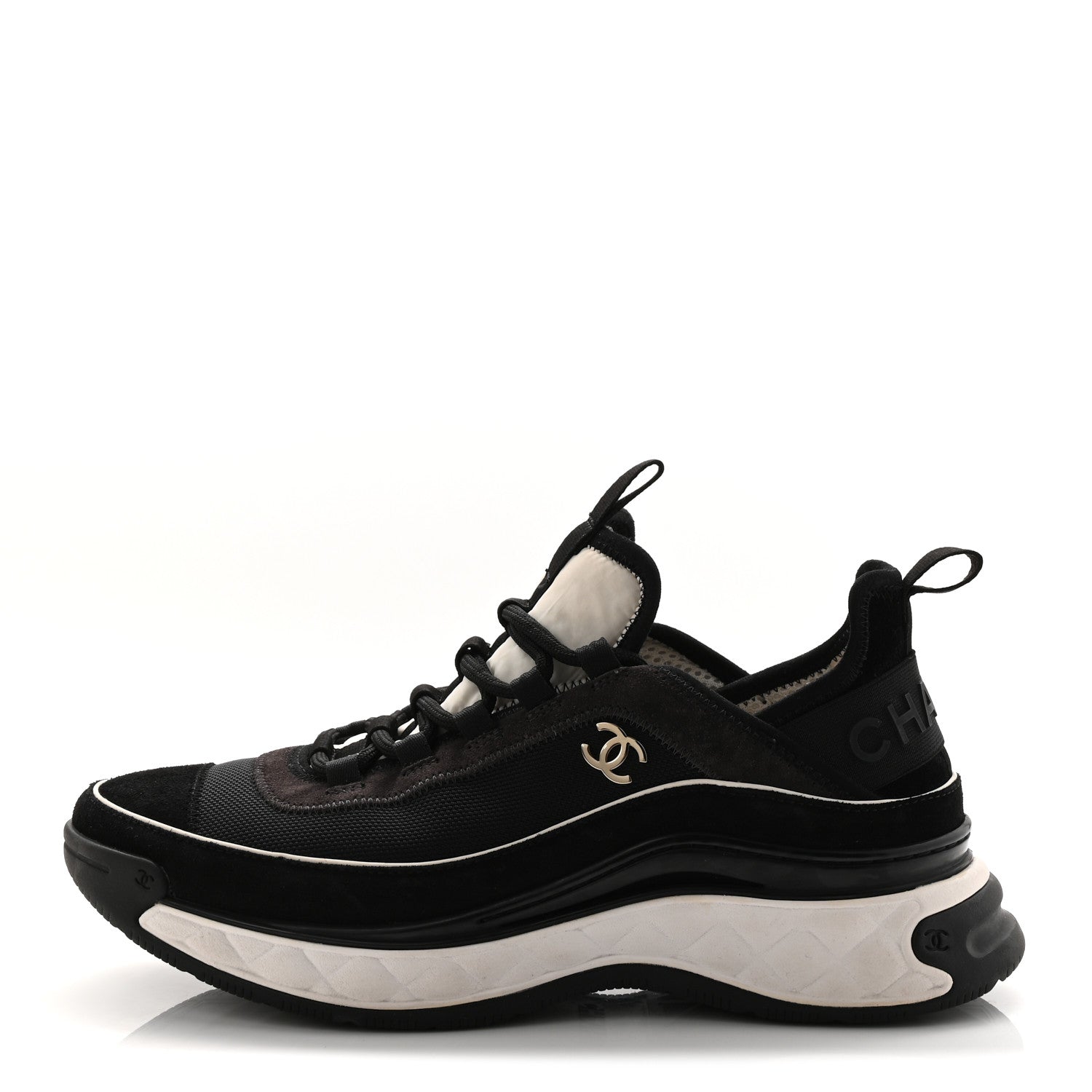 Chanel Fabric Suede CC Sneakers 39 Black 1 of 10