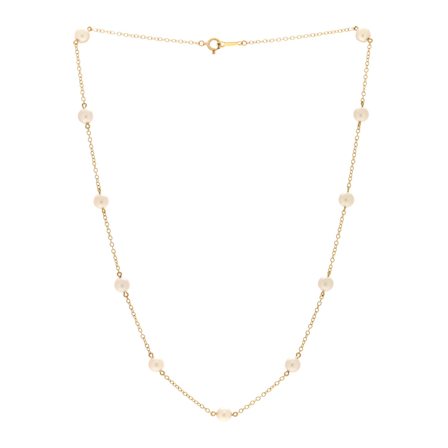18K Yellow Gold Akoya Pearl 5.5mm Station Necklace