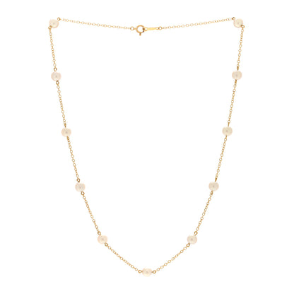 Mikimoto 18K Yellow Gold Akoya Pearl 5.5mm Station Necklace 2 of 4