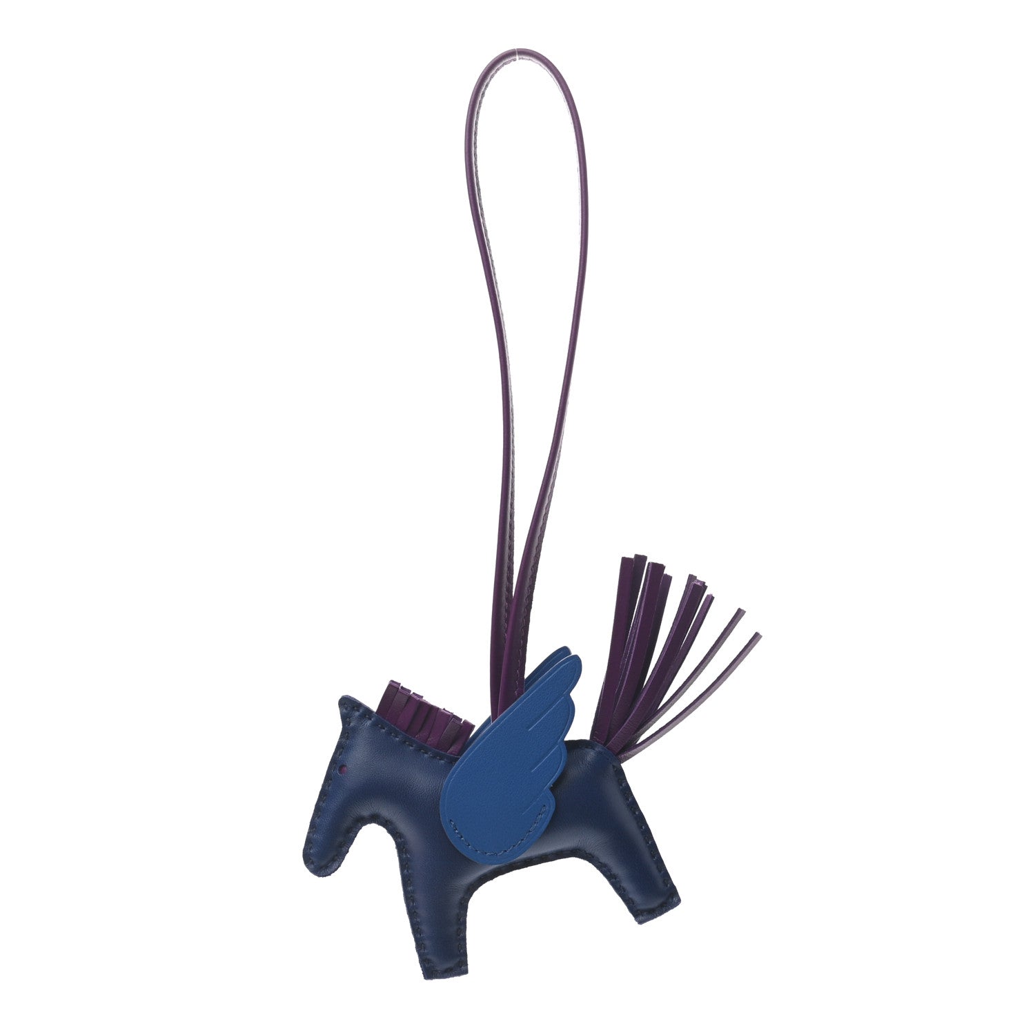Hermes Milo Lambskin Grigri Rodeo Pegase Horse Bag Charm PM Bleu Saphir Violet Bleu France 1 of 4