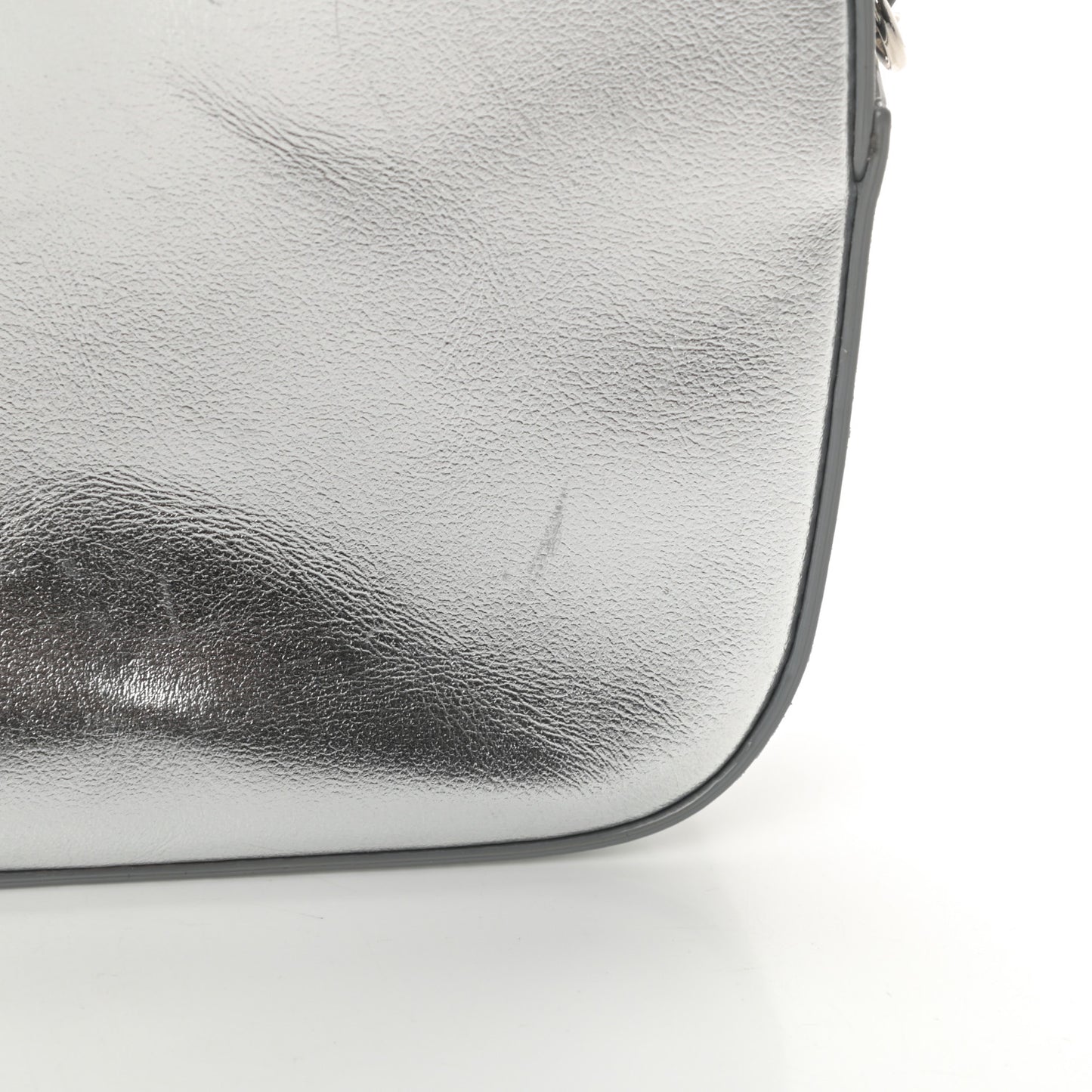 Metallic Calfskin Athini Camera Bag Silver