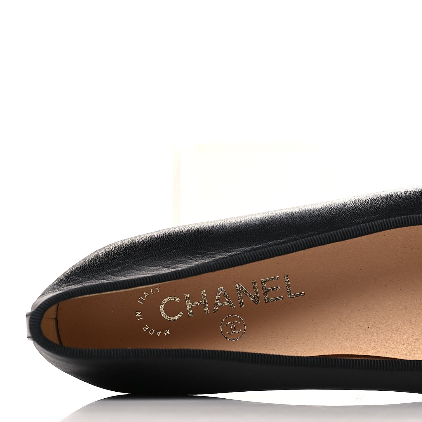 Lambskin Patent Cap Toe Ballerina Flats 38 Black
