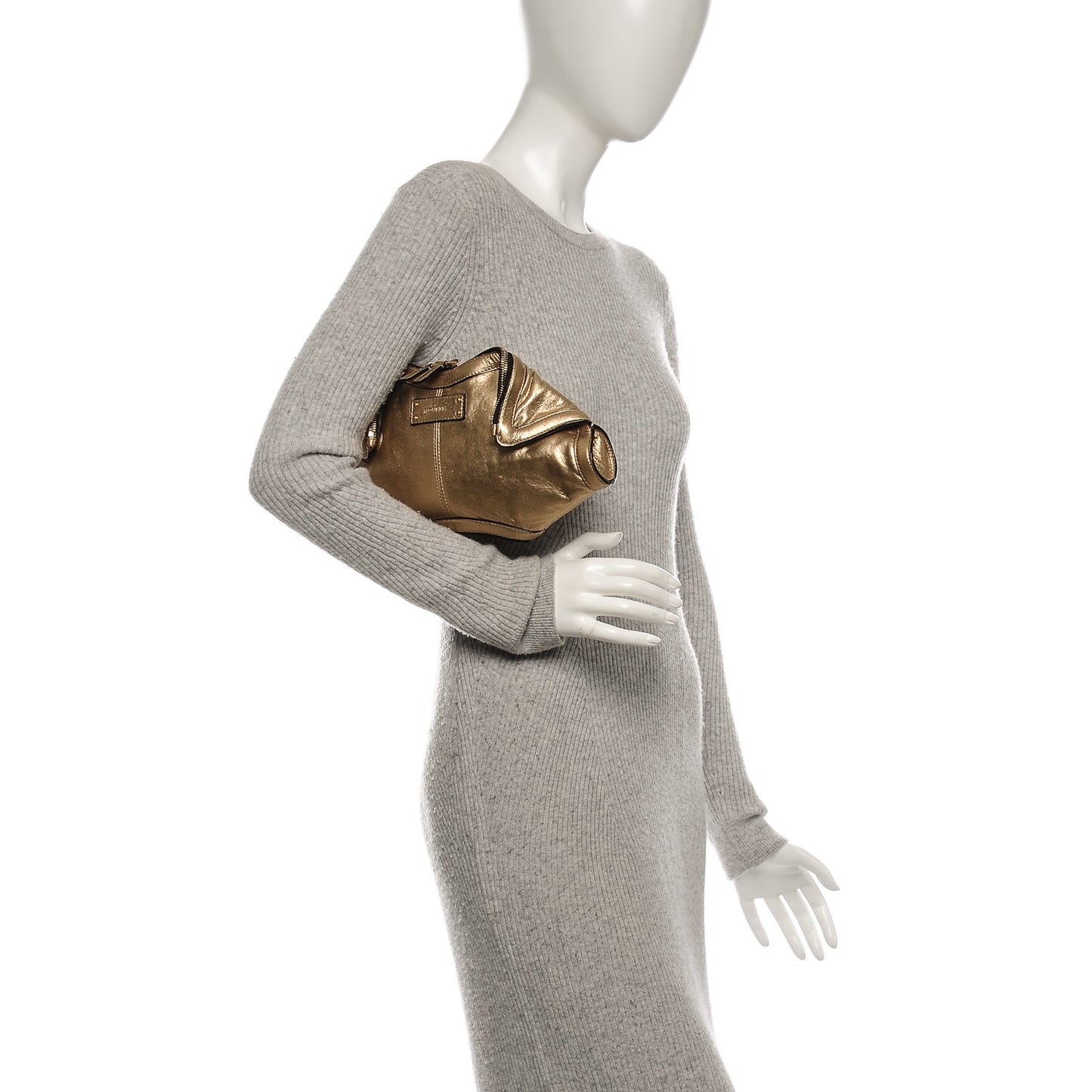 Metallic Lambskin De Manta Clutch Gold