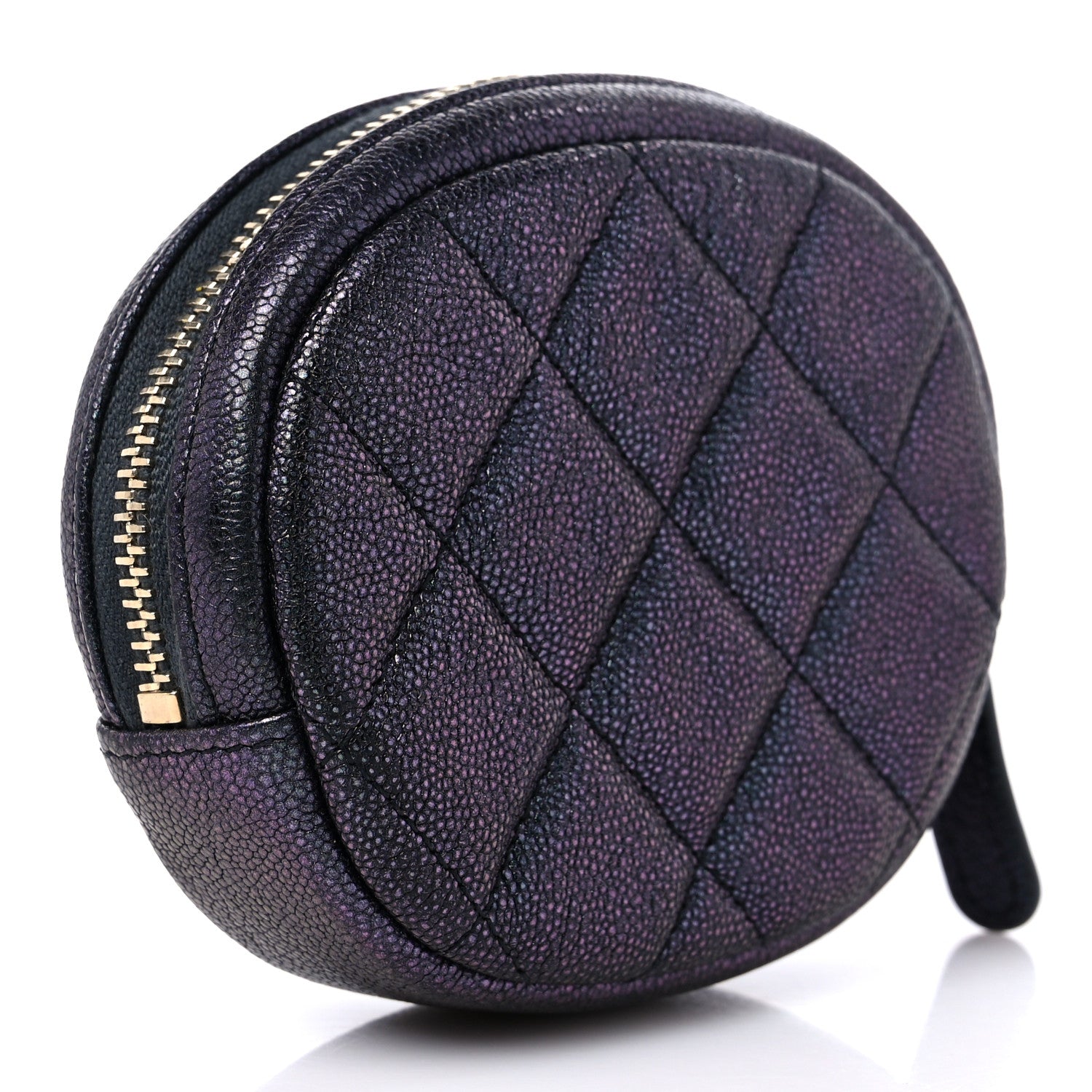 Chanel Iridescent Caviar Quilted Zip Around Classic Coin Purse Black 3 of 9