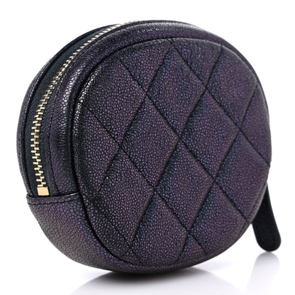 Chanel Iridescent Caviar Quilted Zip Around Classic Coin Purse Black 3 of 9