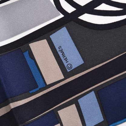 Hermes Silk Sea Surf and Fun Scarf 90 Anthracite Marine Jean 5 of 6