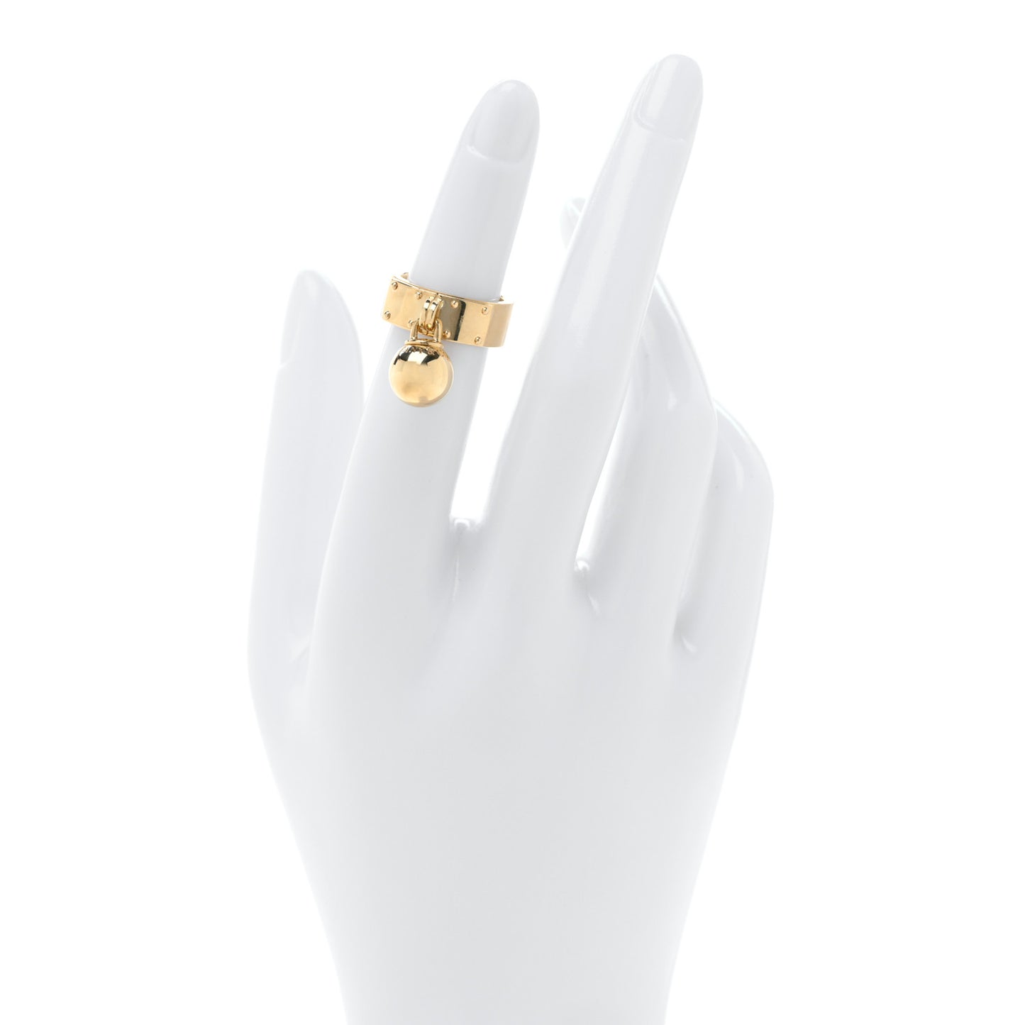 18K Yellow Gold Hardwear Dangle Ball Ring 47 4