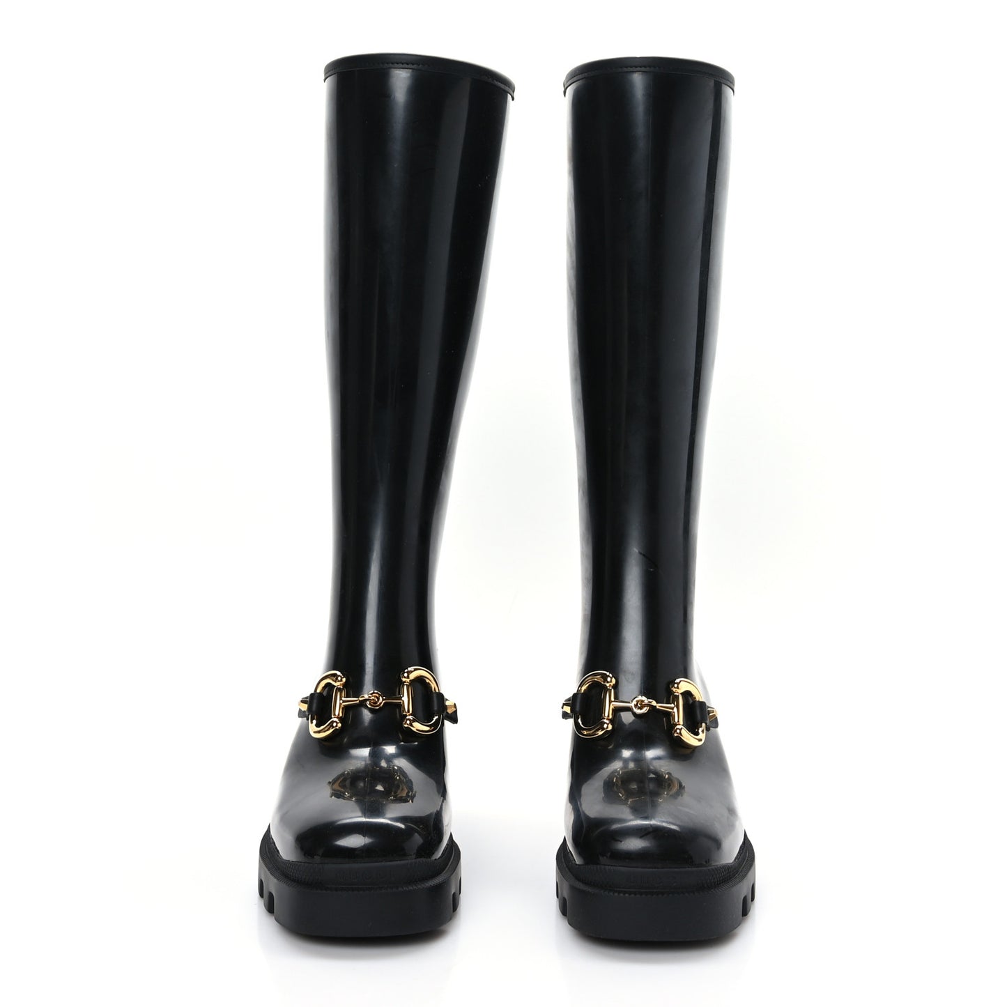 Rubber Horsebit Knee High Boots 37 Black