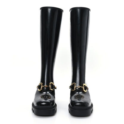 Gucci Rubber Horsebit Knee High Boots 37 Black 2 of 7