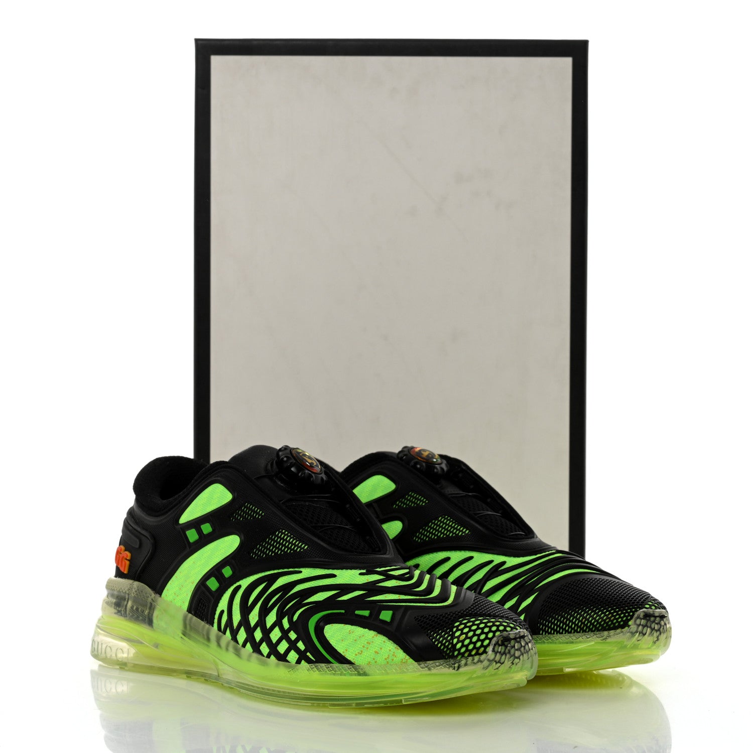 Gucci Rubber Mens Ultrapace R Mid Top Sneakers 6.5 Black Neon Green Yellow Fluo 8 of 8