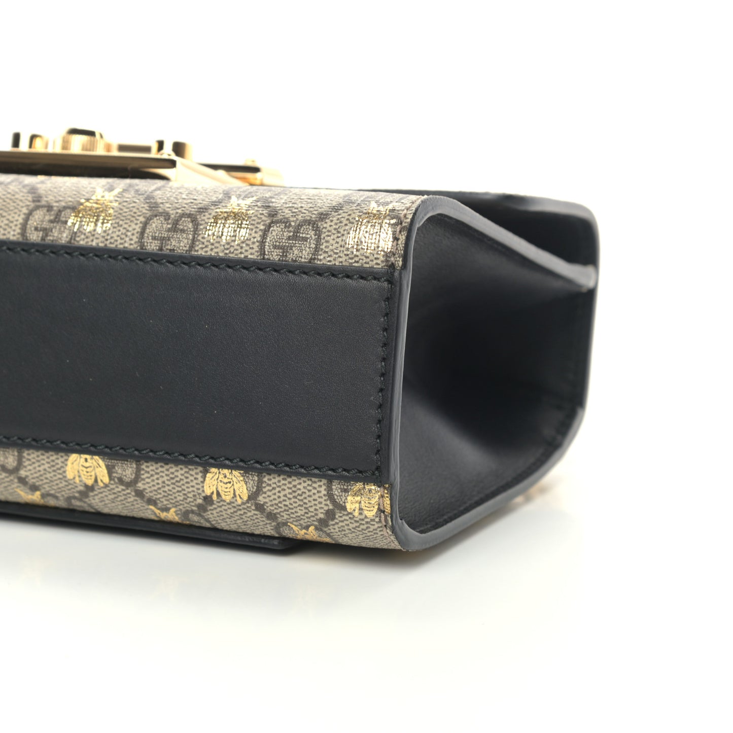 GG Supreme Monogram Bees Small Padlock Shoulder Bag Black