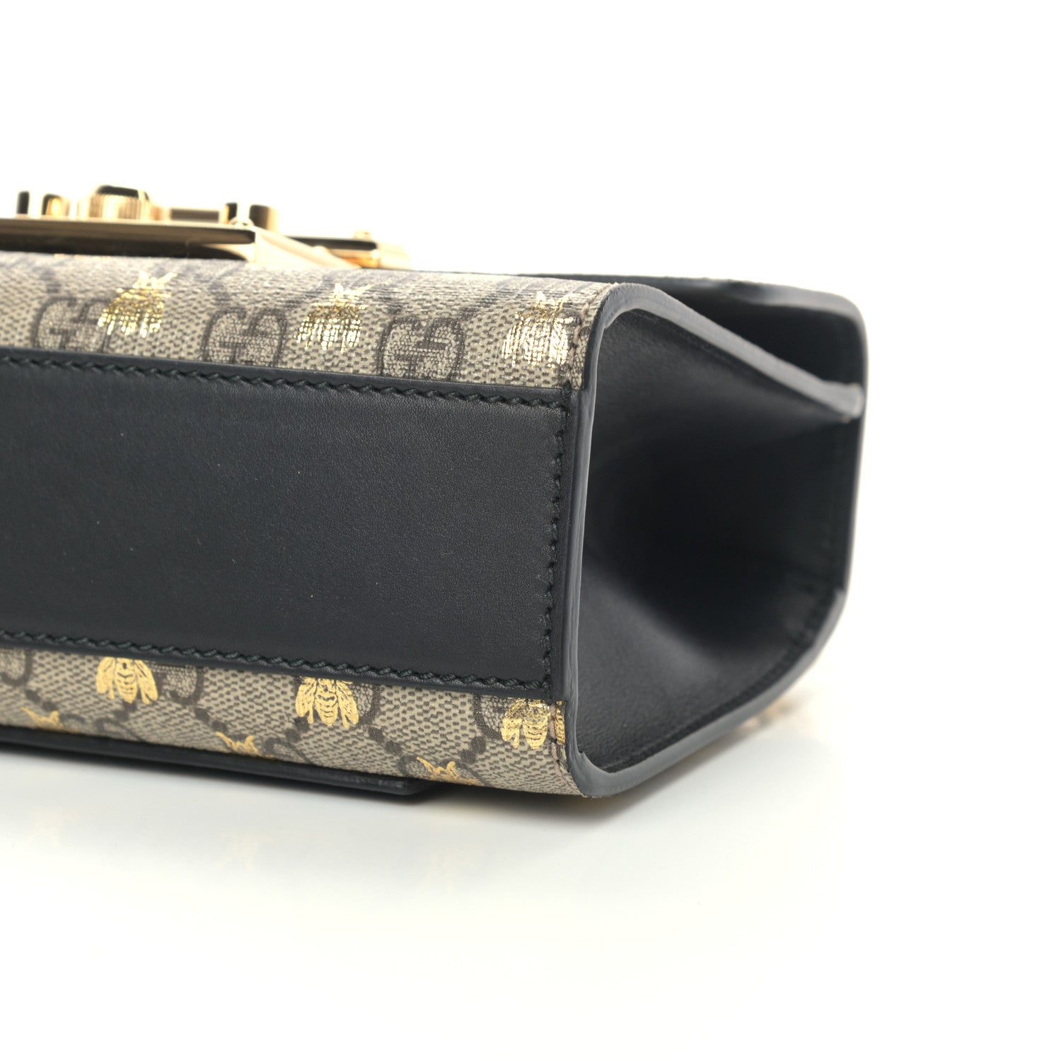 Gucci GG Supreme Monogram Bees Small Padlock Shoulder Bag Black 9 of 12