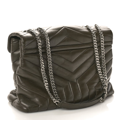 Saint Laurent Calfskin Y Quilted Monogram Medium Loulou Chain Satchel Khaki Fonce 3 of 9