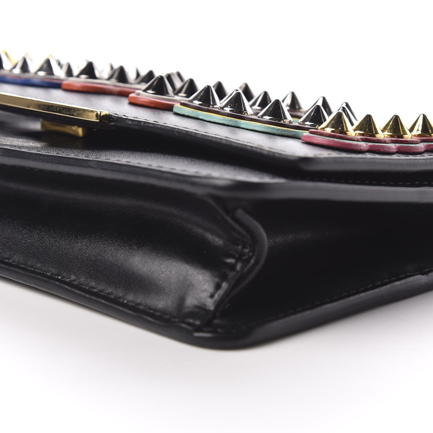 Vitello Liberty Fun Fair Metal Studded Tube Wallet on Chain Black Multicolor