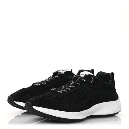 Chanel Suede Goatskin CC Sneakers 39 Black 3 of 15