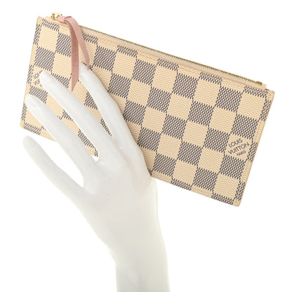 Louis Vuitton Damier Azur Felicie Chain Wallet Zippered Insert Rose Ballerine 2 of 6