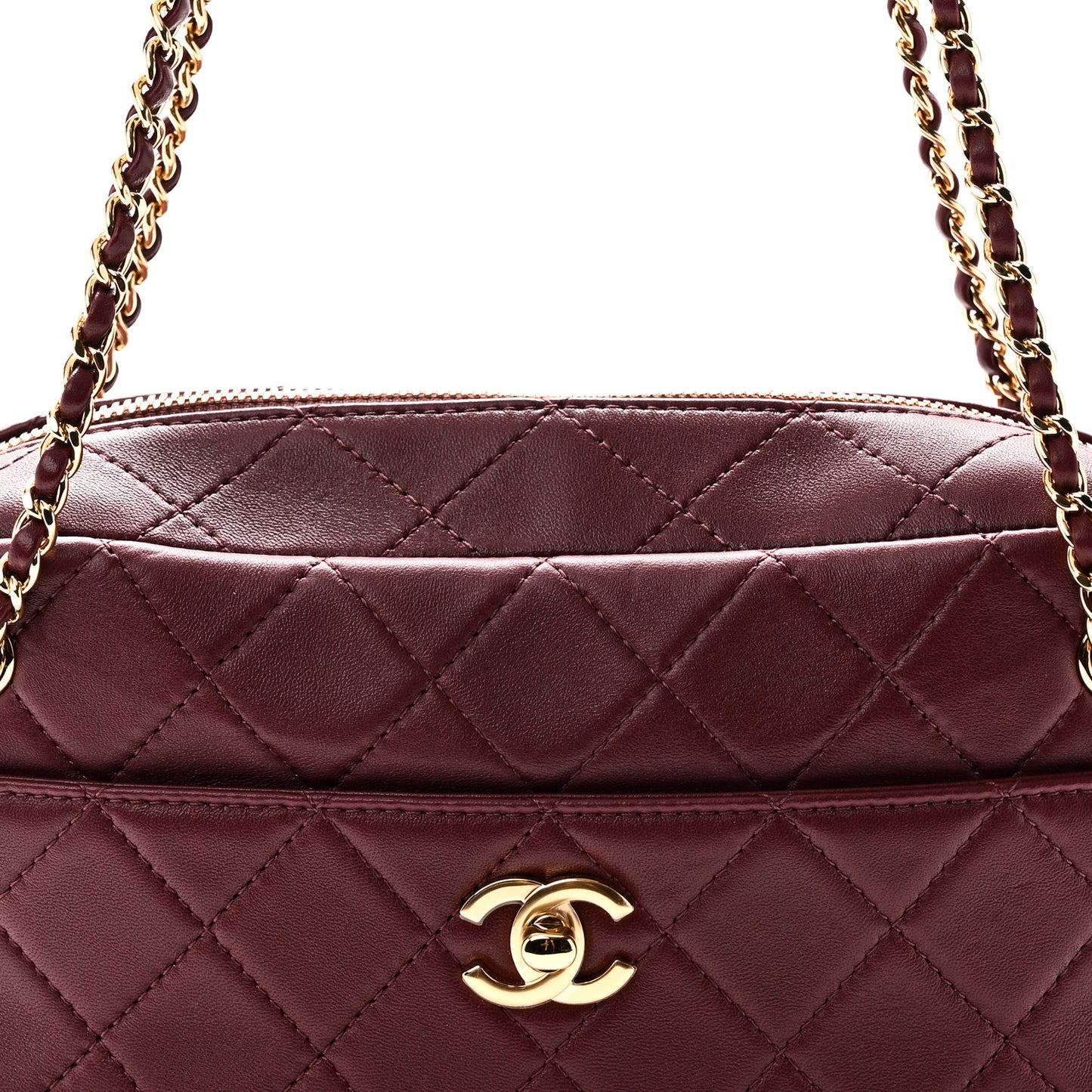Lambskin Quilted CC Camera Case Burgundy