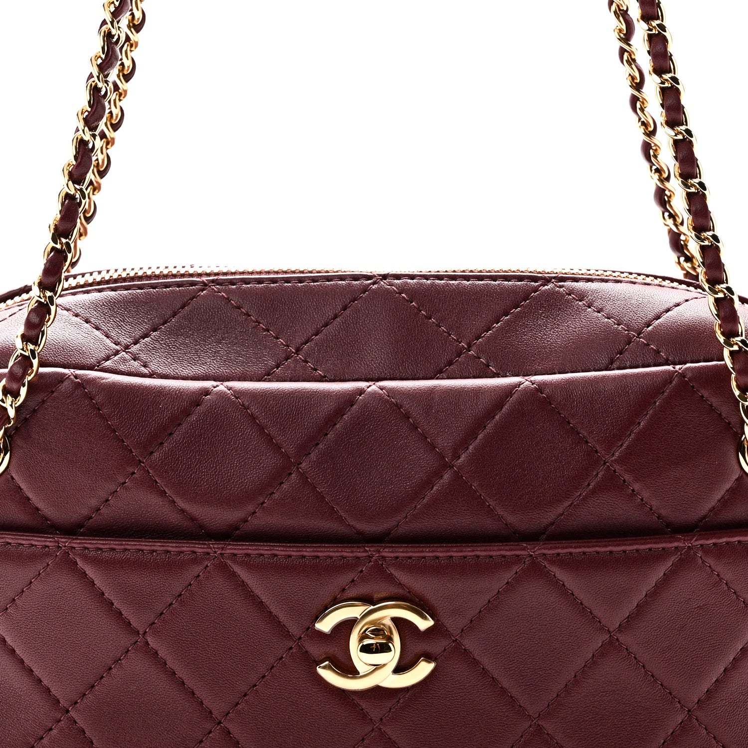 Chanel Lambskin Quilted CC Camera Case Burgundy 8 of 10