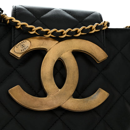 Chanel Lambskin Quilted Giant CC Shoulder Bag Black 11 of 12