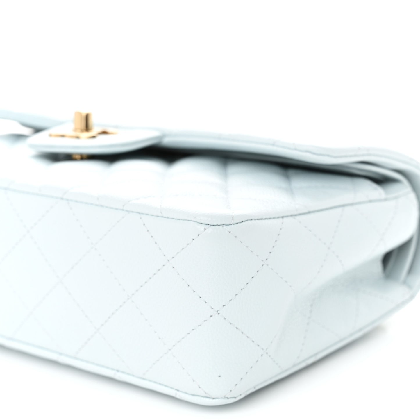 Caviar Quilted Small Double Flap Light Blue