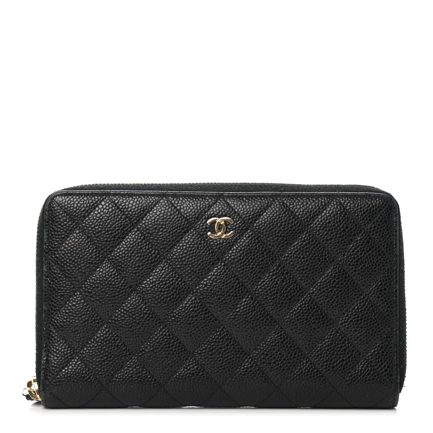 Chanel Caviar Quilted Large Zip Around Organizer Wallet Black 1 of 5