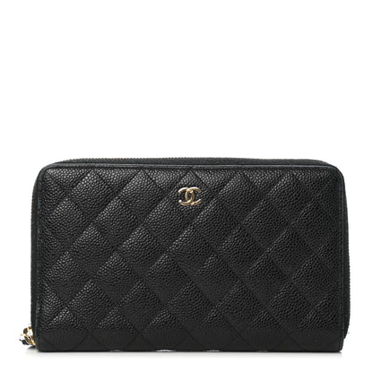Chanel Caviar Quilted Large Zip Around Organizer Wallet Black 1 of 5