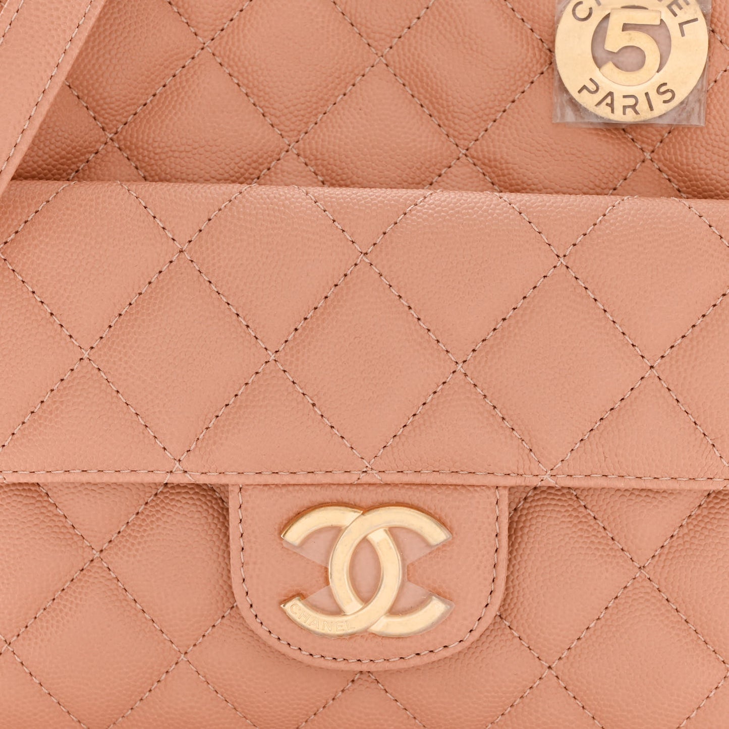 Caviar Quilted Wavy CC Hobo Beige
