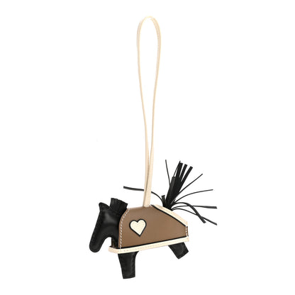 Hermes Milo Lambskin Grigri Rodeo Robeo Coeur Bag Charm PM Black Craie Etoupe 1 of 4