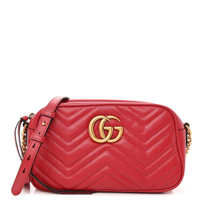 Gucci Calfskin Matelasse Small GG Marmont Chain Shoulder Bag Hibiscus Red 1 of 8