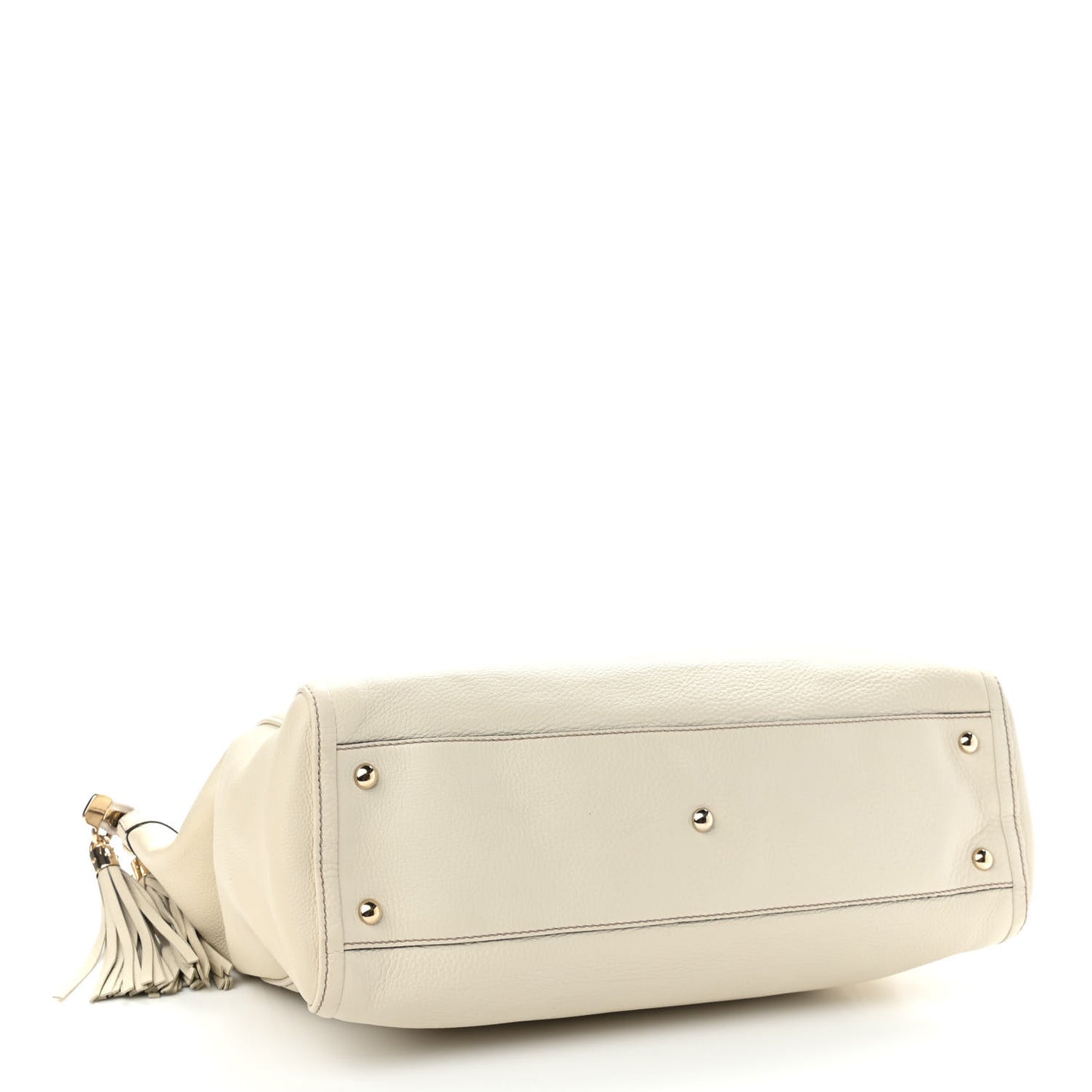Pebbled Calfskin Large Soho Top Handle Bag Off White
