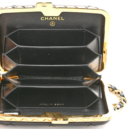 Chanel Glazed Goatskin Quilted Small Box With Chain Black 5 of 12