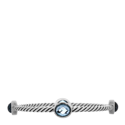 David Yurman Sterling Silver Blue Topaz 3mm 4 Station Bangle Bracelet 2 of 3