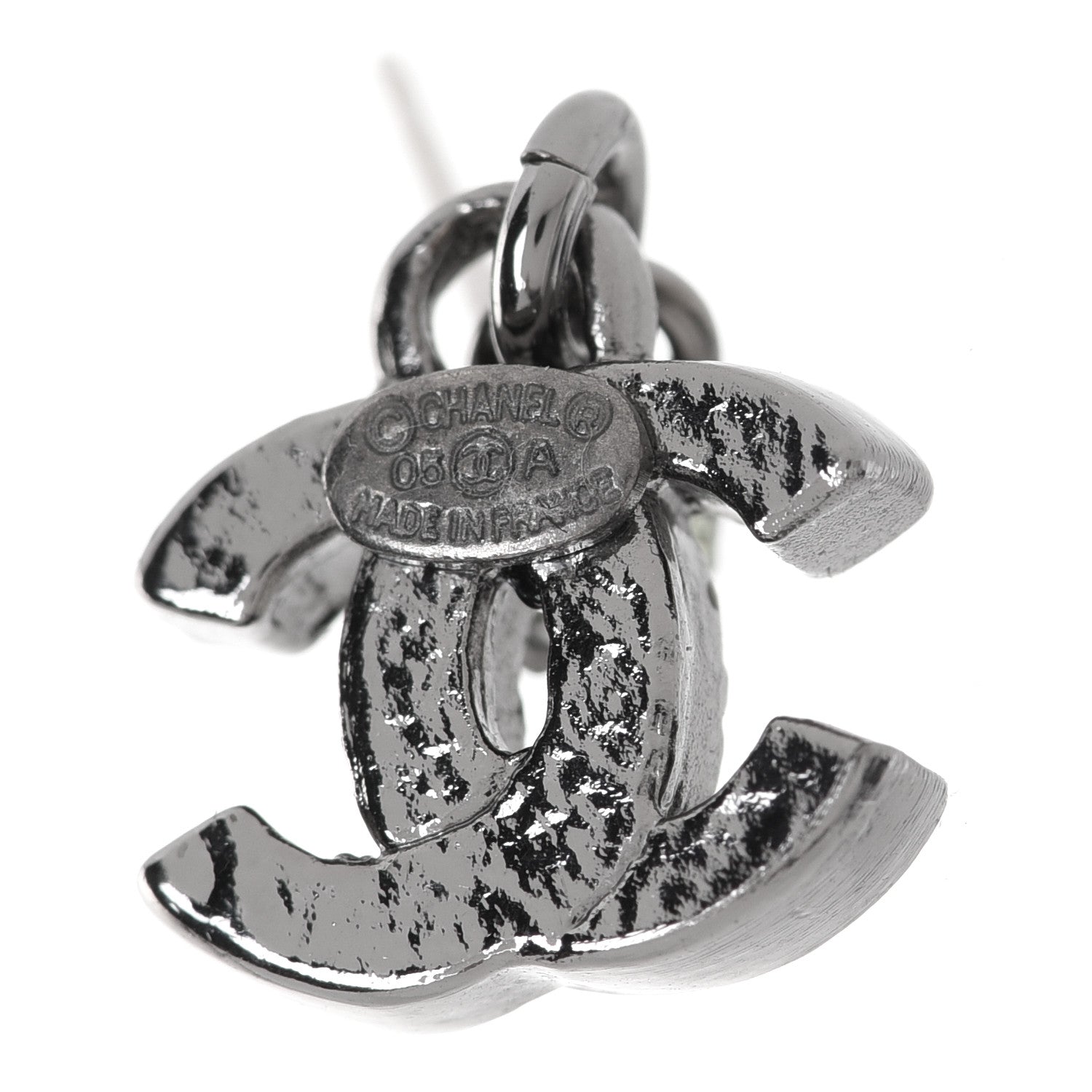 Chanel Crystal CC Drop Earrings Silver Multicolor 5 of 5