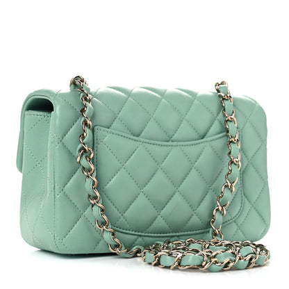 Chanel Lambskin Quilted Mini Rectangular Flap Light Green 3 of 9
