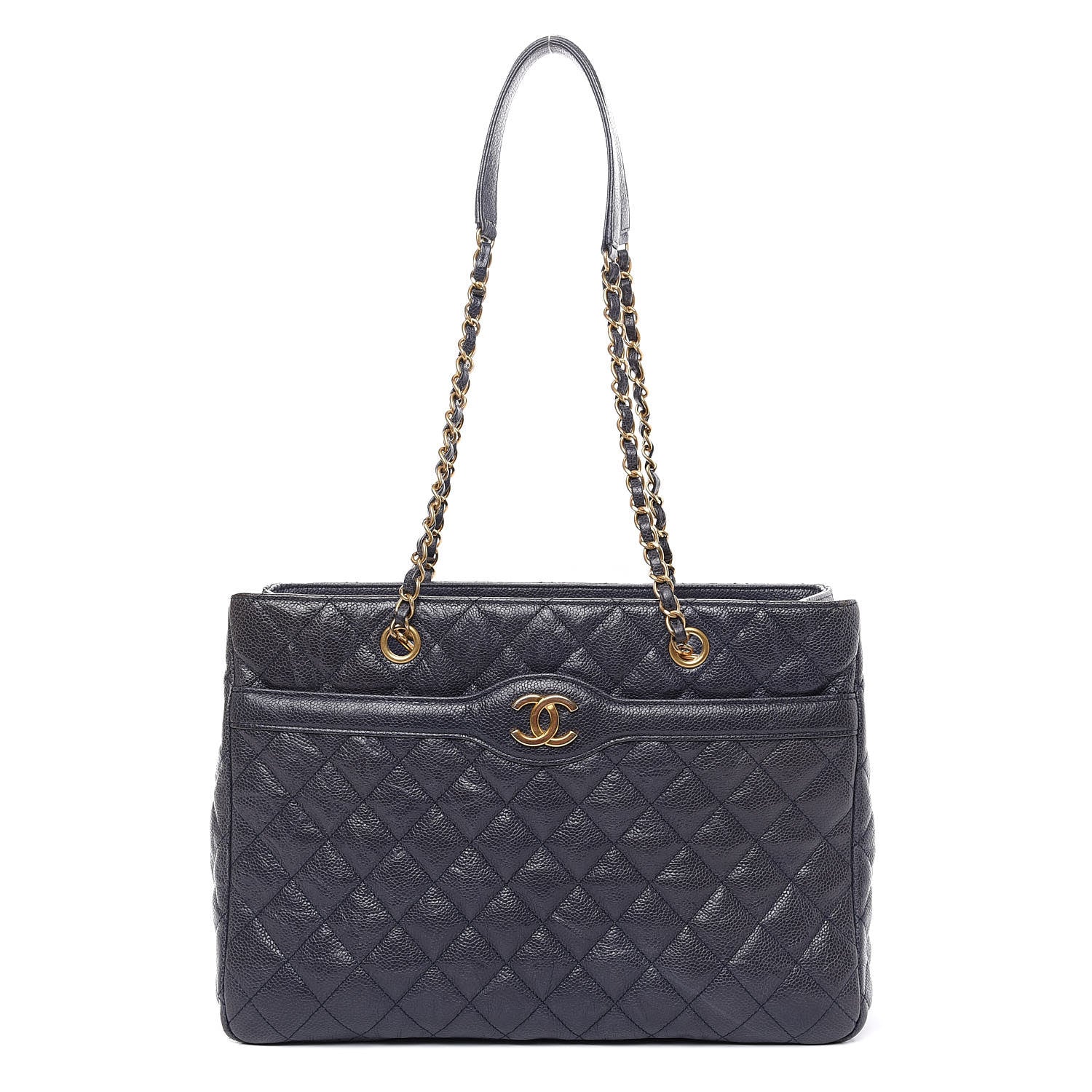 Chanel Crumpled Grained Calfskin Quilted Tote Blue 1 of 15