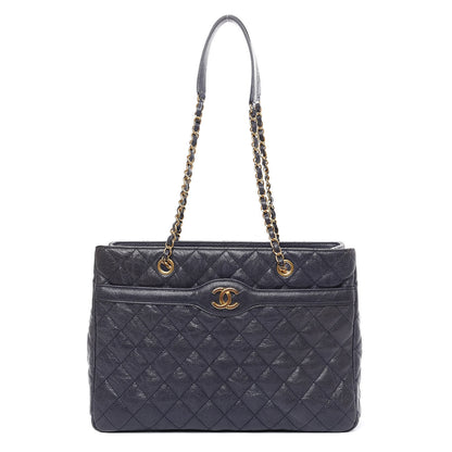 Chanel Crumpled Grained Calfskin Quilted Tote Blue 1 of 15