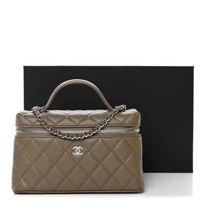 Chanel Caviar Quilted Top Handle Slim Vanity With Chain Dark Khaki 11 of 11
