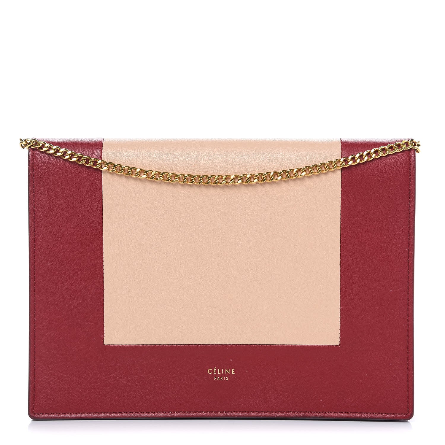 Celine Smooth Lambskin Frame Evening Chain Clutch Ruby Nude 1 of 13