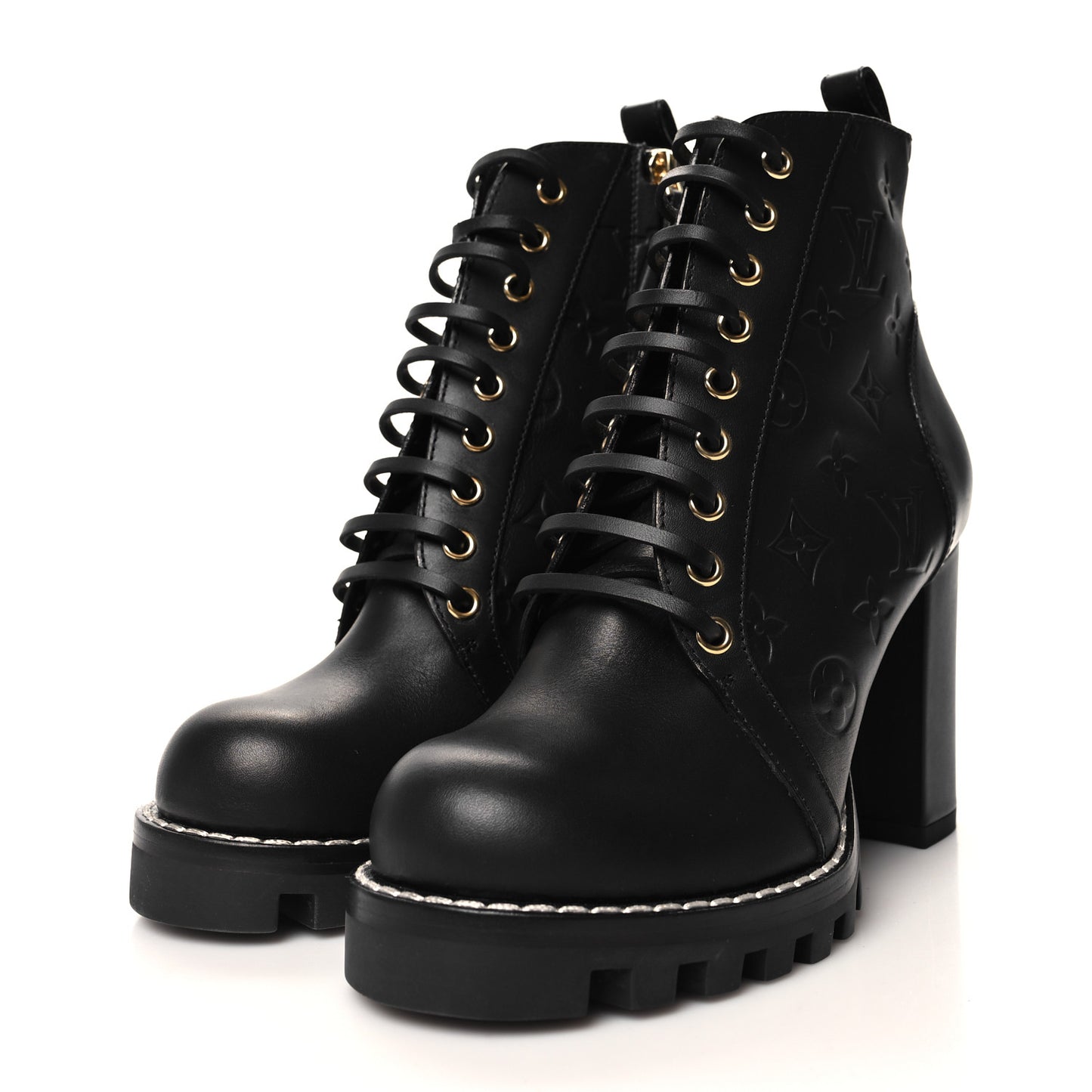 Calfskin Monogram Star Trail Ankle Boots 37 Black