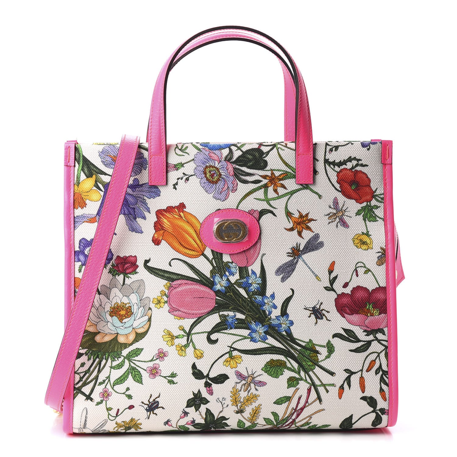Gucci Canvas Medium Flora Tote Fuchsia 1 of 8