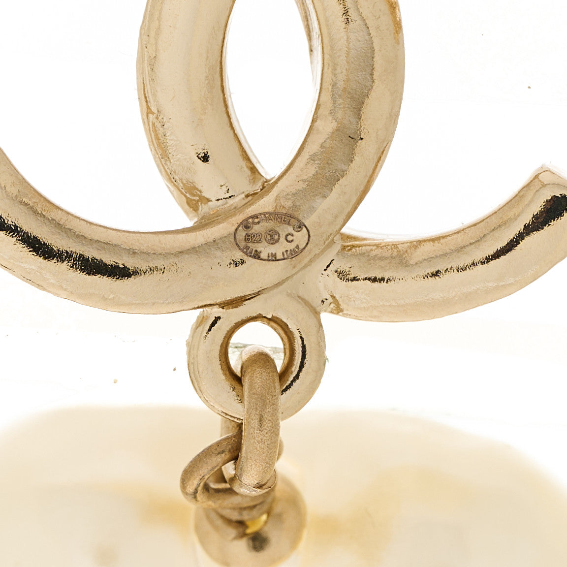 Chanel Pearl CC Heart Drop Earrings Gold 4 of 5