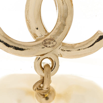 Chanel Pearl CC Heart Drop Earrings Gold 4 of 5
