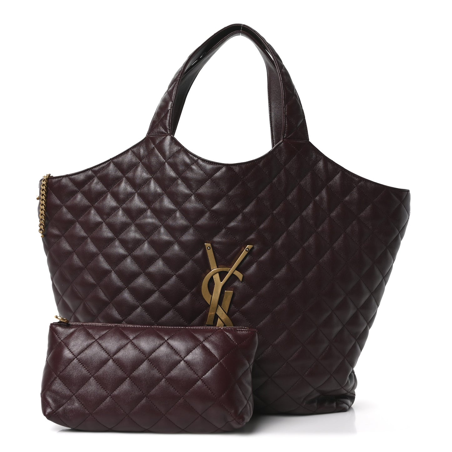 Lambskin Quilted Maxi Icare Shopping Tote  Rouge Cabernet