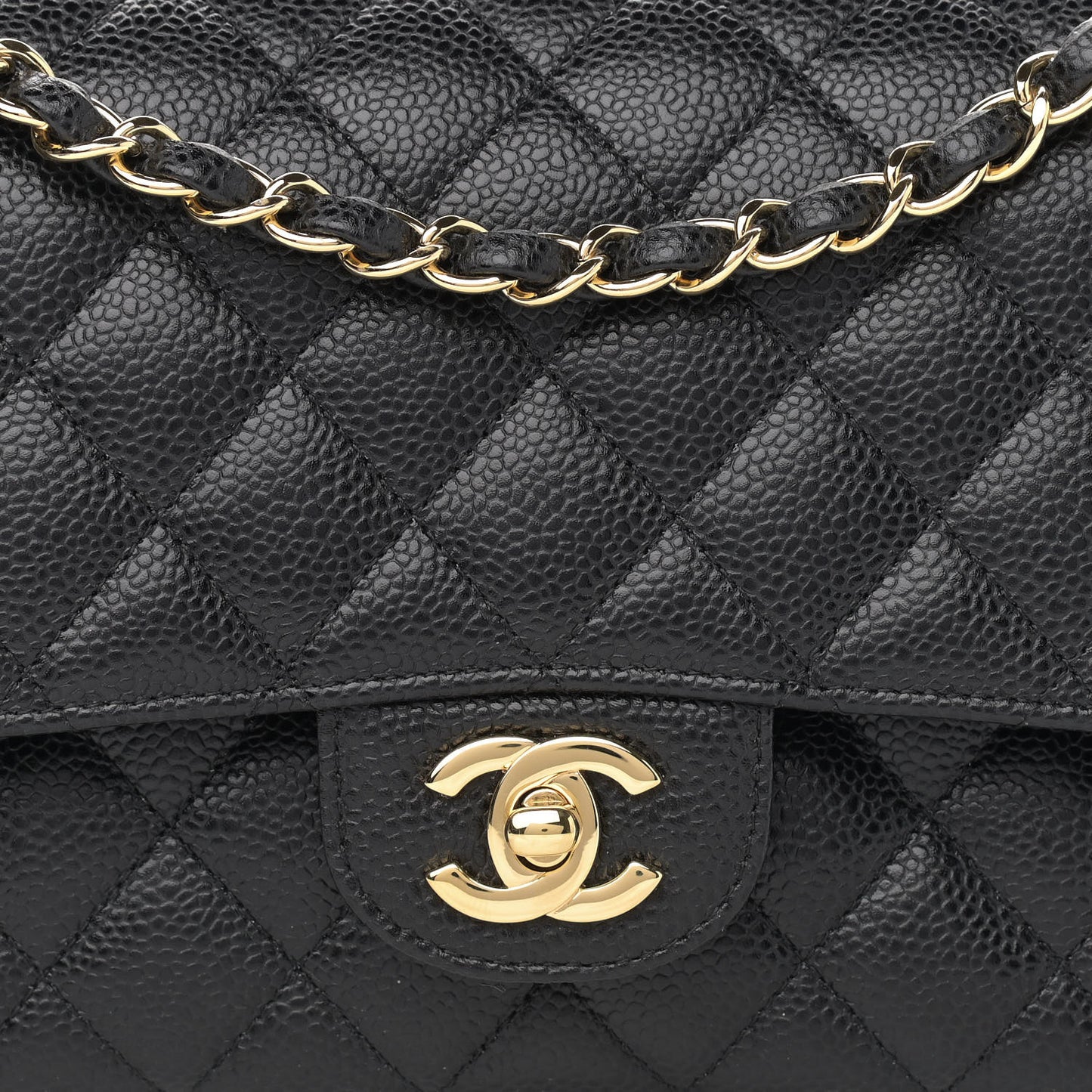 Caviar Quilted Medium Double Flap Black