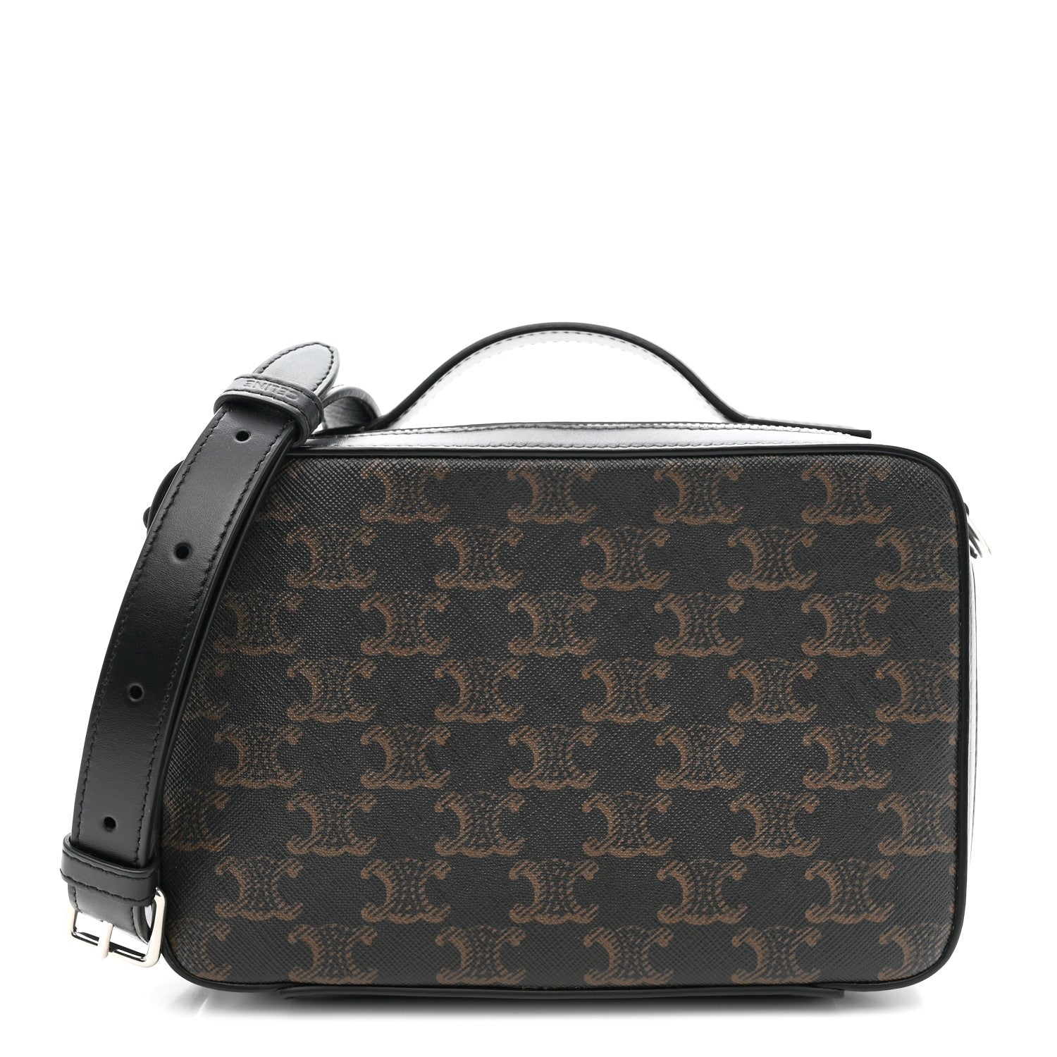 Celine Triomphe Canvas Top Handle Messenger Box Black 1 of 9