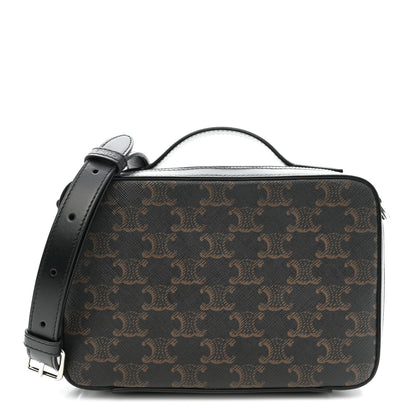 Celine Triomphe Canvas Top Handle Messenger Box Black 1 of 9