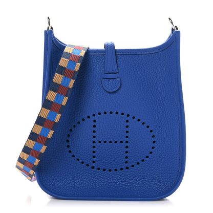 Hermes Taurillon Clemence Maxi Quadrille Evelyne TPM Royal Bleu Bleu Bill Biscuit Rouge H 1 of 11