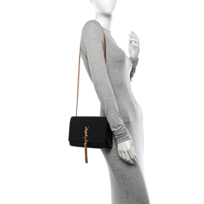 Saint Laurent Smooth Calfskin Medium Classic Monogram Kate Tassel Satchel Black 2 of 15