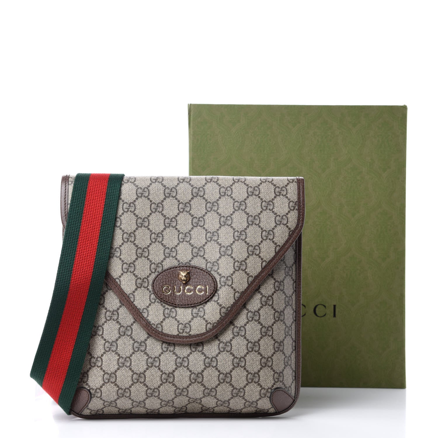Gucci GG Supreme Monogram Web Medium Neo Vintage Flap Messenger Bag Beige New Acero 11 of 11